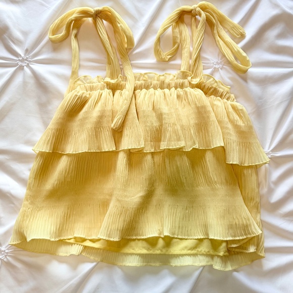 Lulus Tiers To Summer Yellow Tie-strap Tiered Tank Top - Size XS - Picture 6 of 6